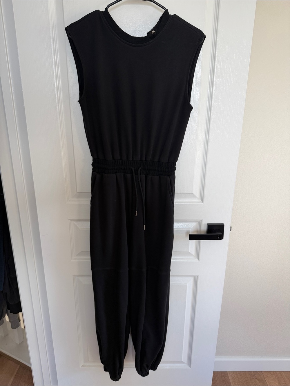 Sleeveless Black Drawstring Jumpsuit